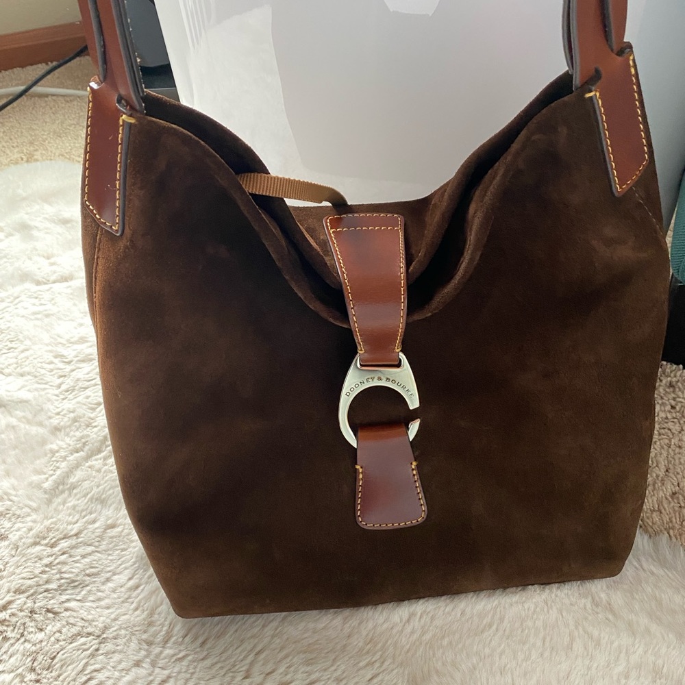 Dooney & Bourke suede leather crossbody hobo bag